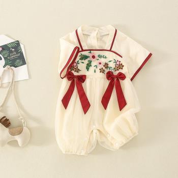 網紅嬰兒衣服滿月中國風透氣夏裝