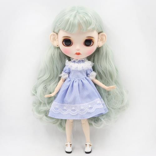 ICY DBS小布娃娃淑女可愛蕾絲條紋連衣裙azone麗佳OB24娃衣