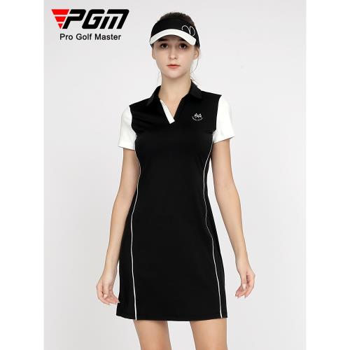 PGM 高爾夫女士連衣裙夏秋服裝高彈面料女裝時尚百搭裙子V領設計