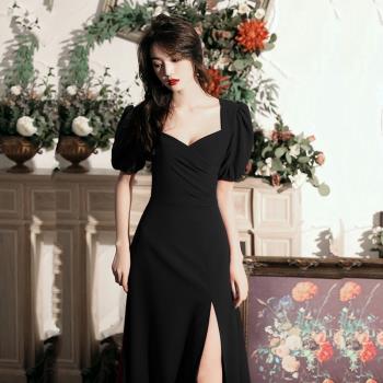 法式連衣裙黑色高級感小晚禮服