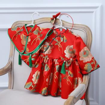 女寶寶周歲禮服夏季女童唐裝連衣裙中國風生日宴套裝嬰兒抓周衣服