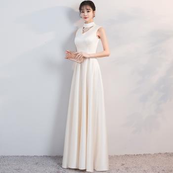 秋季大方優雅長款年會顯瘦晚禮服