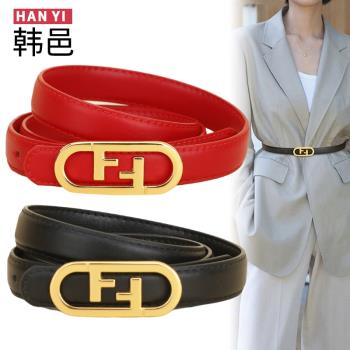 焦糖色女士時尚外套真皮細腰帶