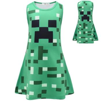 2021女童連衣裙 我的世界 Minecraft 無袖背心款A字裙童裝裙子615