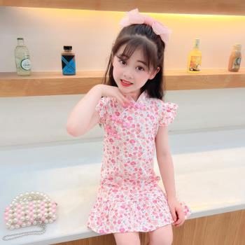 女童夏裝連衣裙2023新款洋氣兒童旗袍夏季女中童公主裙小女孩漢服