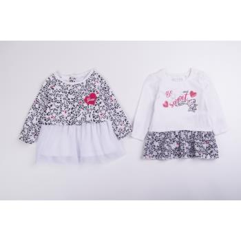 外貿歐美女童上衣 夏款純棉長袖T恤套頭衫0-1歲女寶連衣裙式上衣