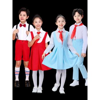 兒童合唱演出服男女童馮琳套裝中小學生演講大合唱團朗誦表演服裝