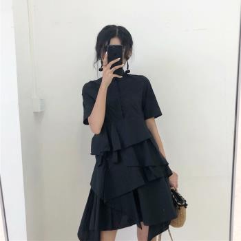 心機設計感氣質顯瘦襯衫小黑裙