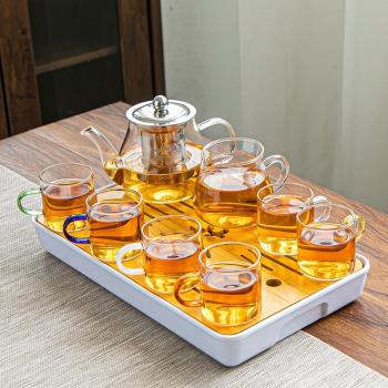 玻璃茶具套裝家用茶杯辦公室功夫茶具泡茶壺簡約小茶臺茶道一壺