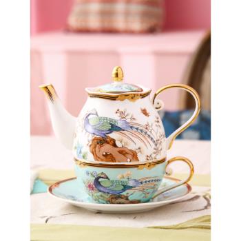 高顏值英式花茶具整套帶杯碟國潮單人子母壺套裝陶瓷泡茶水果茶壺