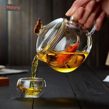 美斯尼玻璃茶壺泡茶家用單壺茶水分離加厚紅茶泡茶器功夫茶具套裝