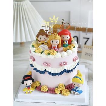 烘焙蛋糕裝飾擺件Q版可愛公主冰雪城堡女孩生日網紅兒童卡通插件