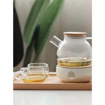 日式竹蓋耐高溫玻璃茶壺 加厚耐熱過濾花茶壺大容量冷水壺養生壺