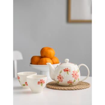 日式手繪釉下彩下午茶具套裝家用花茶壺養生茶壺酒店餐廳待客茶具