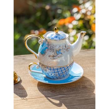 英式輕奢茶壺子母壺下午茶具精致一壺一杯一人用陶瓷水果花茶壺