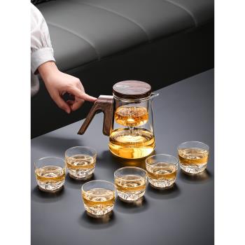 新款茶水分離飄逸杯玻璃內膽自動過濾泡茶神器耐高溫大容量泡茶壺