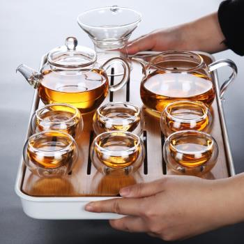 透明玻璃茶具組合套裝家用功夫茶杯客廳用品輕奢高檔茶壺小型茶盤
