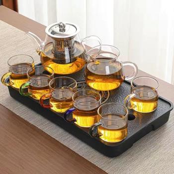 加厚玻璃茶具套裝家用功夫茶杯泡茶壺簡約小茶臺組合套精品茶道