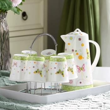 客廳水杯套裝陶瓷杯子茶杯茶具水壺歐式骨瓷水具茶壺杯具套裝家用