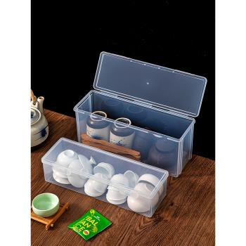 茶具收納盒帶蓋防塵透明桌面茶杯功夫茶壺整理盒雜物收納儲物防潮