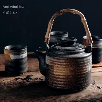 千碗家 日式陶瓷茶壺茶杯隨意組合 創意復古粗陶和風茶器餐廳商用
