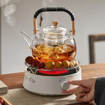 玻璃煮茶壺2023新耐高溫提梁壺蒸煮燒水壺電陶爐功夫茶具套裝泡茶