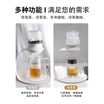 新中式茶飲沖茶壺泡茶壺玻璃沖泡現代花茶壺滴濾式現磨咖啡冷萃壺