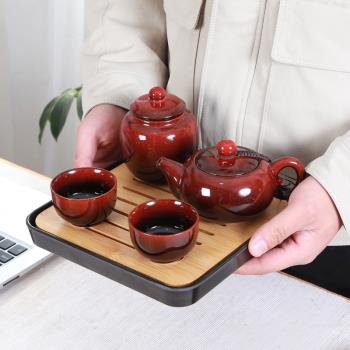 整套日式陶瓷戶外一壺二杯便攜精品茶具旅行泡茶小套裝旅游喝茶器