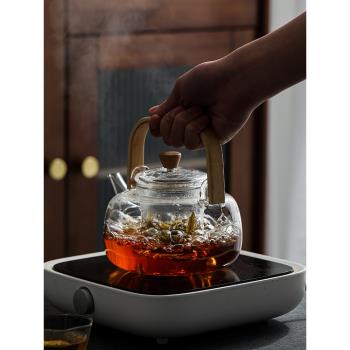 東榮日式提梁煮茶壺耐熱玻璃防爆茶水分離泡茶壺帶內膽電陶爐家用