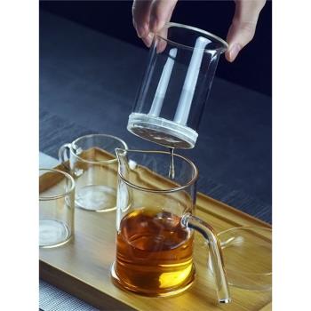 紅茶泡茶器茶水分離功夫茶具玻璃小茶壺加厚耐高溫懶人沖茶器家用
