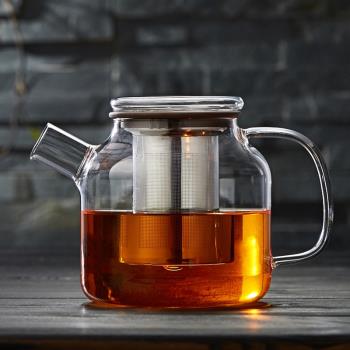 綠昌明玻璃大茶壺耐高溫泡茶壺家用不銹鋼過濾花茶壺水壺茶具套裝