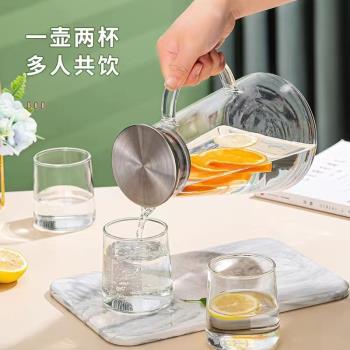 加厚冷水壺玻璃耐高溫大容量泡茶壺家用涼水杯防爆水杯茶壺高硼硅