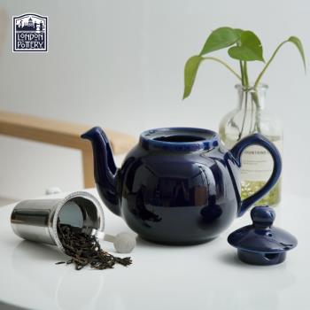 LondonPottery寶藍色田園英國茶壺陶瓷泡茶壺茶具帶濾網禮物600ml