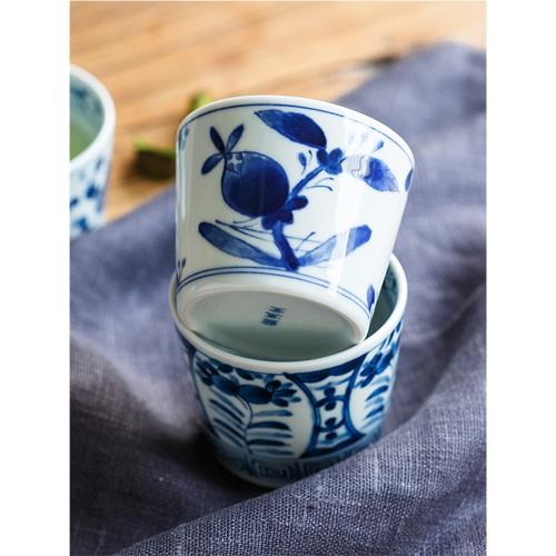 日本進口藍凜堂茶杯和風青花瓷杯子單杯主人杯福字喝茶水杯茶具|茶杯