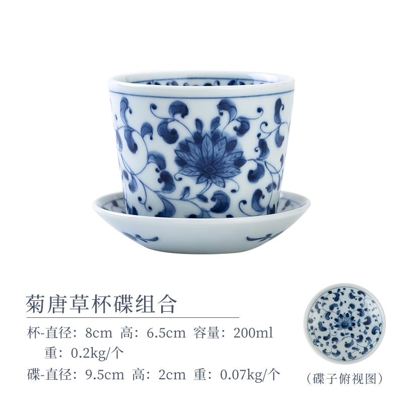 日本進口藍凜堂茶杯和風青花瓷杯子單杯主人杯福字喝茶水杯茶具|茶杯