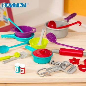 BATTAT過家家玩具廚房餐具套裝兒童仿真廚具寶寶女孩做飯工具刀叉