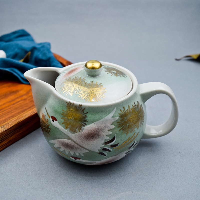 日本九谷燒茶壺陶瓷茶具日式有濾芯茶具泡茶沏茶壺日本制月兔單壺|茶壺