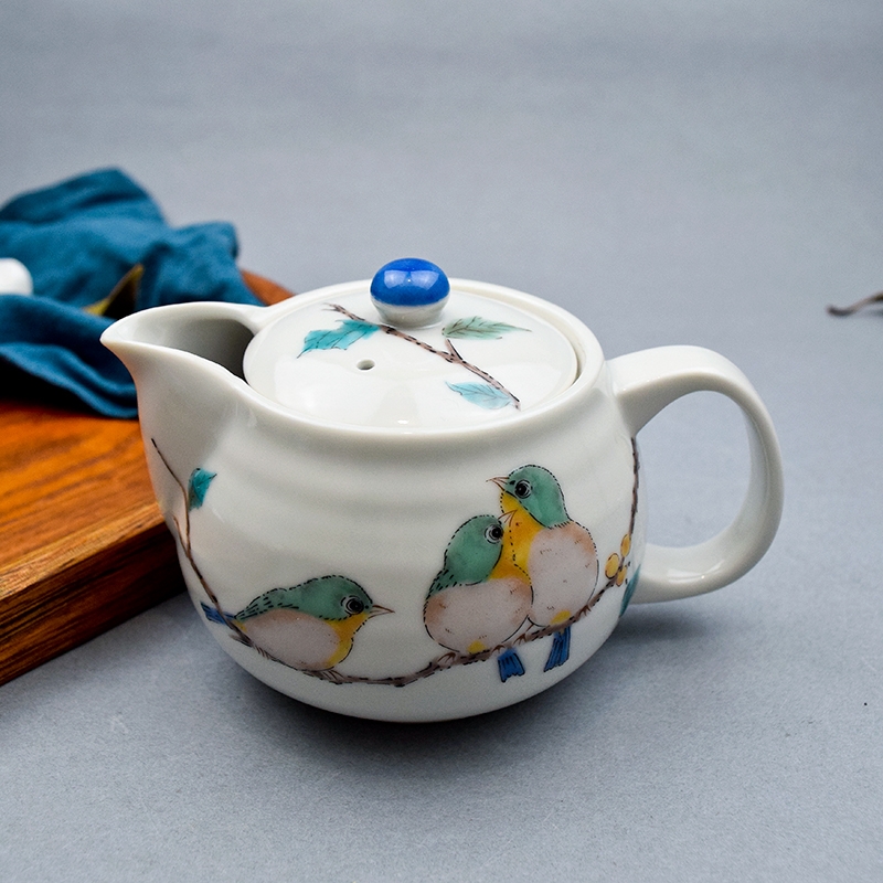 日本九谷燒茶壺陶瓷茶具日式有濾芯茶具泡茶沏茶壺日本制月兔單壺|茶壺