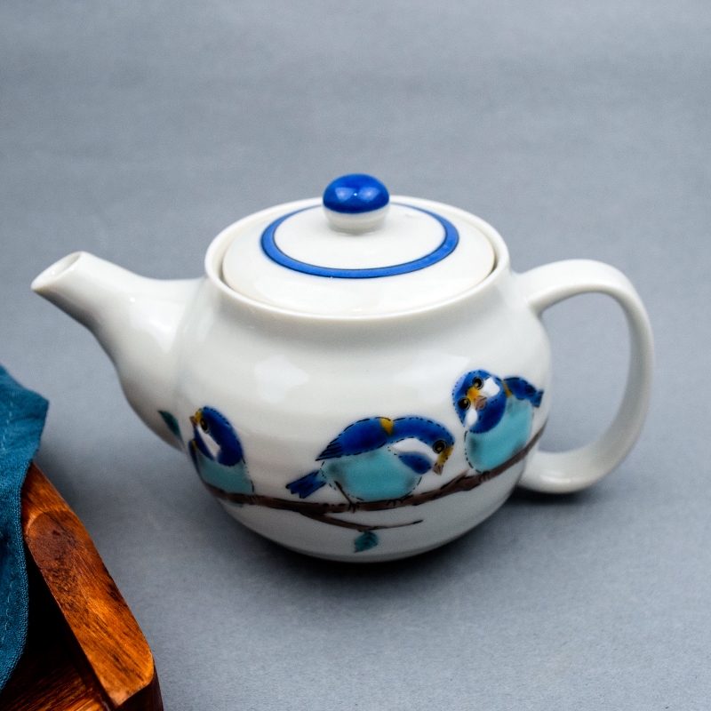 日本九谷燒茶壺陶瓷茶具日式有濾芯茶具泡茶沏茶壺日本制月兔單壺|茶壺