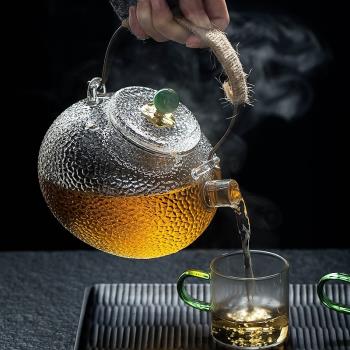 玻璃錘紋明火加熱耐高溫煮茶壺