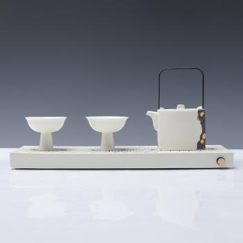 新中式茶具托盤組合擺件茶室客廳創意酒店飾品樣板房日式茶幾軟裝