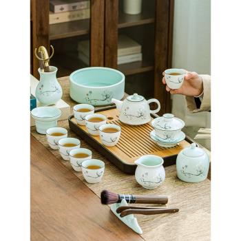 功夫茶具套裝家用客廳泡茶壺辦公室會客德化白瓷玉瓷蓋碗茶杯配件