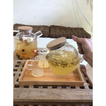 耐熱高溫大容量家用冷涼水壺玻璃泡水果茶煮茶器燒水壺套裝防爆瓶