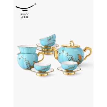 永豐源 夫人瓷西湖藍12頭茶具 高檔陶瓷茶具整套 茶壺杯碟女 禮盒