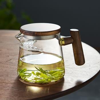 耐熱玻璃茶壺月牙過濾綠茶泡茶器茶漏一體公道杯加厚日式功夫茶具