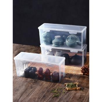 茶具收納盒透明放功夫茶杯裝茶葉碗茶壺防塵帶蓋可疊加儲存置物架