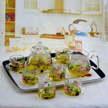 韓國耐熱玻璃花茶壺套裝水果泡茶壺加厚功夫過濾茶具家用可電陶爐