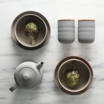 迦樂北歐現代幾何圖案 馬卡龍陶瓷茶具/茶壺茶杯/碗盤/加熱爐套裝