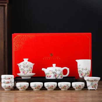 德化羊脂玉白瓷功夫茶具套裝家用客廳辦公室泡茶陶瓷茶杯蓋碗茶壺