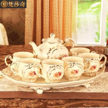 陶瓷茶具套裝2024新款輕奢高檔家用茶杯歐式北歐家用客廳下午茶壺